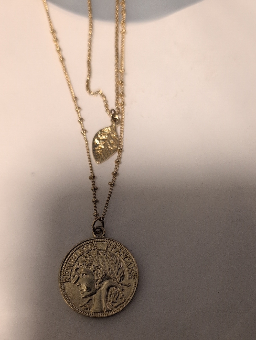 Gold-Tone Double Layer Coin Pendant Necklace - Women Jewelry